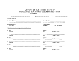 Document preview: Professional Development Documentation Form - Mountain Home School District