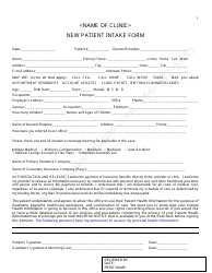 Document preview: New Patient Intake Form - Lines