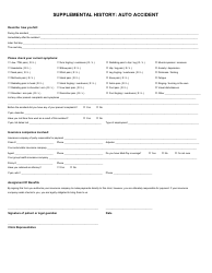 &quot;Auto Accident Form - Supplemental History&quot;, Page 2