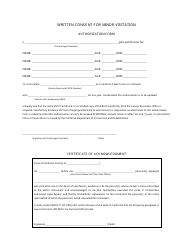 &quot;Written Consent for Minor Visitation: Authorization Form, Certificate of Acknowledgment Template&quot; - California