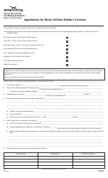 Application for Motor Vehicle Dealer&#039;s License - Nova Scotia, Canada