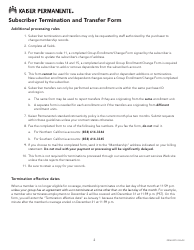 Subscriber Termination and Transfer Form - Kaiser Permanente, Page 2