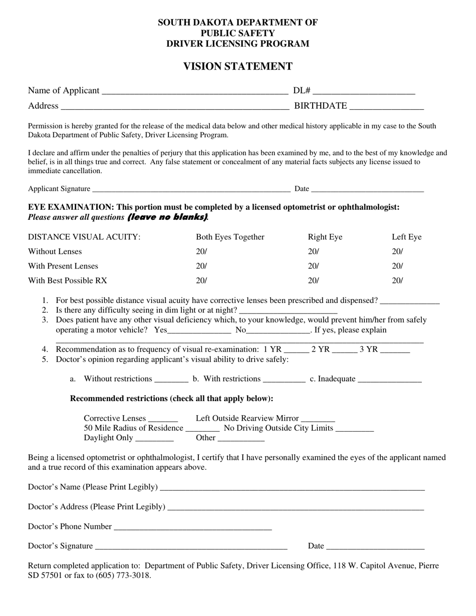 South Dakota Vision Statement Download Printable PDF Templateroller