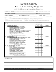 Document preview: Als Field Internship Evaluation Objective 4 - Emt-Cc Training Program - Suffolk County, New York