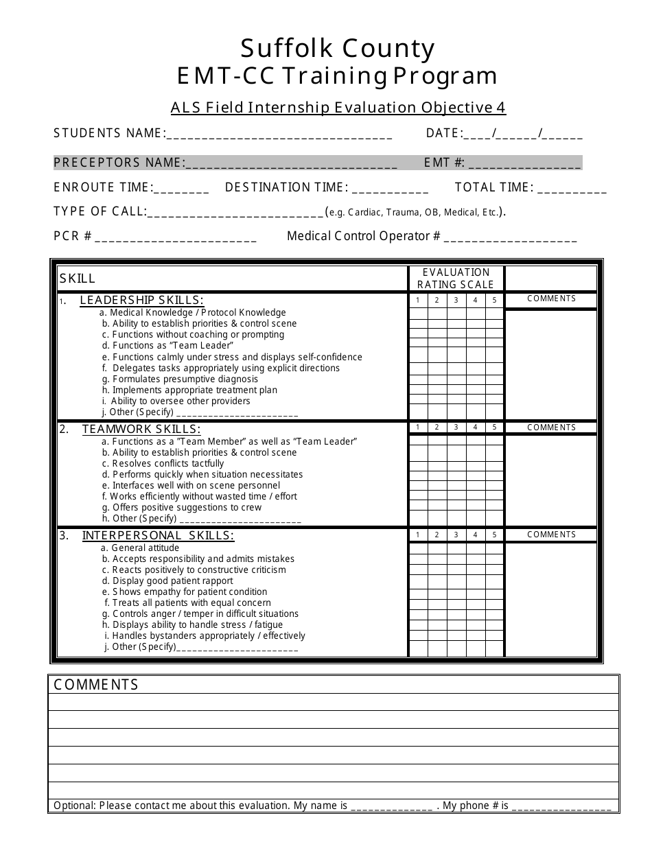 Suffolk County, New York Als Field Internship Evaluation Objective 4 ...