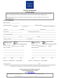 Document preview: Transcript Request Form - Baylor College of Medicine - Houston, Texas