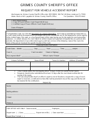Document preview: Request for Vehicle Accident Report - Grimes County, Texas