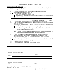 Form AA-5 Application for and Authorization of Temporary Involuntary Hospitalization - Massachusetts, Page 2
