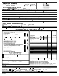 Document preview: Arizona Mobile Home Application Form - King Support Systems Insurance Services