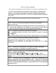 Document preview: Authorization for Release of Protected Health Information - Delaware