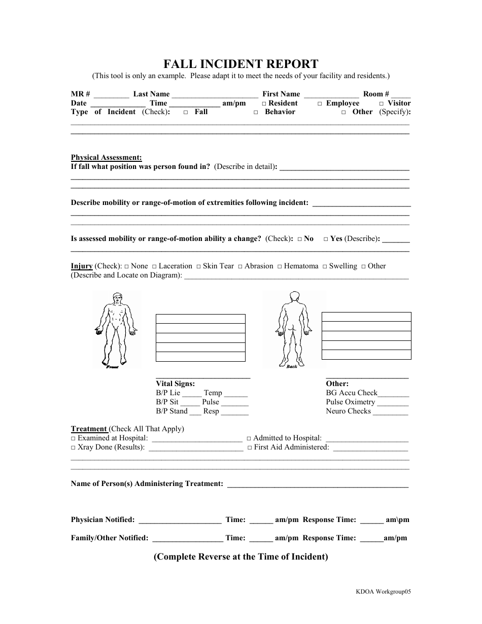 Fall Incident Report Form Download Printable PDF  Templateroller For First Aid Incident Report Form Template