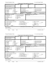 Classroom Intervention Record Form - Floresta Elementary School