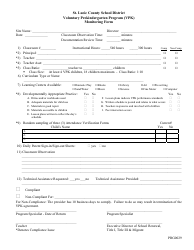 Document preview: Voluntary Prekindergarten Program (Vpk) Monitoring Form - St. Lucie County School District - Florida