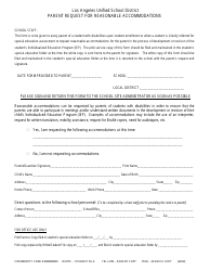 Document preview: Parent Request for Reasonable Accommodations - Los Angeles Unified School District - California