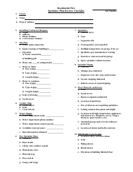 Document preview: Sprinkler Plan Review Checklist Template - Residential Fire