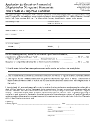 Document preview: Form DOS-1585 Application for Repair or Removal of Dilapidated or Disrepaired Monuments That Create a Dangerous Condition - New York