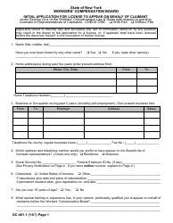 Form OC-401.1 Initial Application for License to Appear on Behalf of Claimant - New York