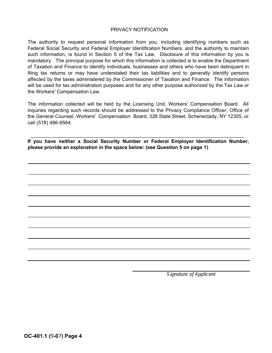 Form OC-401.1 Initial Application for License to Appear on Behalf of Claimant - New York, Page 4