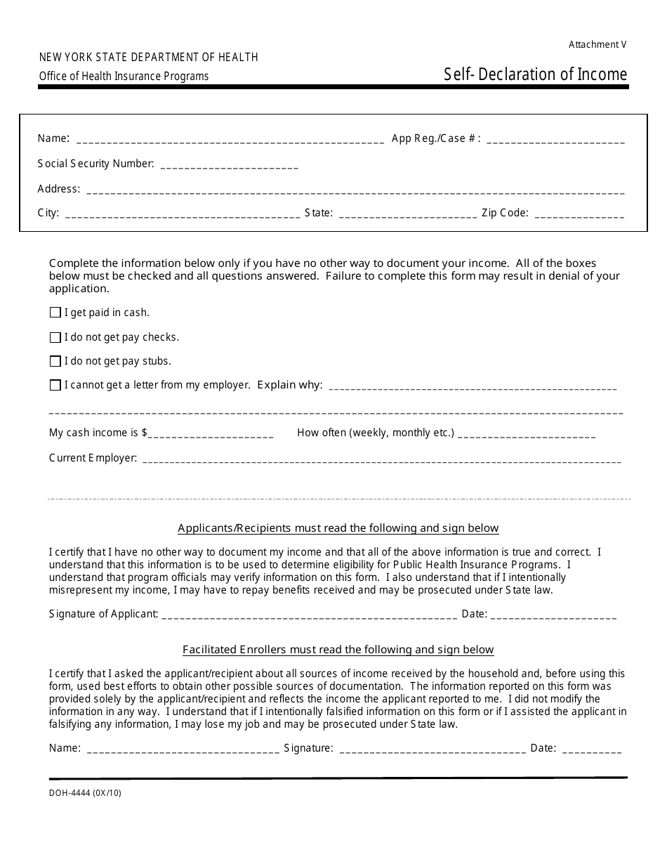 Form DOH 4444 Fill Out Sign Online and Download Printable PDF New