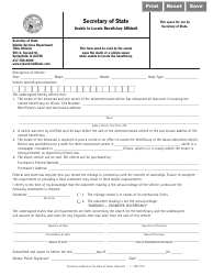Document preview: Form VSD775 Unable to Locate Beneficiary Affidavit - Illinois