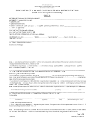 Part A Subcontract Change Order/Overrun Authorization - New York City