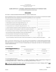 Part A Subcontract Change Order/Overrun Authorization - New York City, Page 2