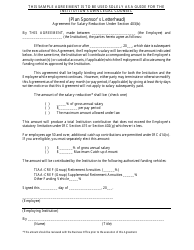 Document preview: Agreement for Salary Reduction Under Section 403(B) - Tiaa-Cref - Sample