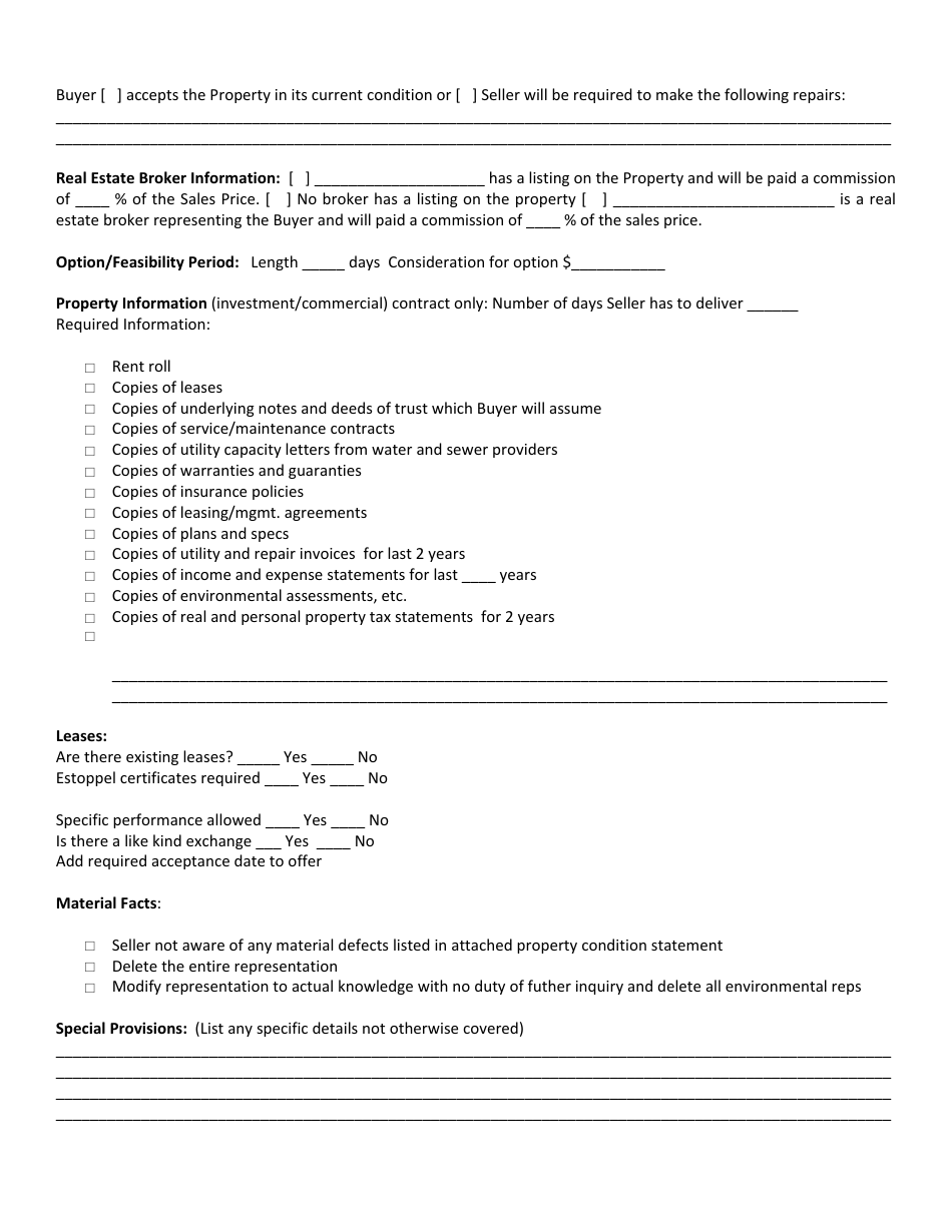 Texas Earnest Money Contract Information Form - Fill Out, Sign Online ...