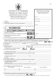 Form 3-1/0033 &quot;Application for Visa&quot; - Namibia