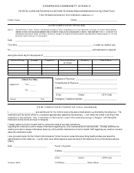 Document preview: Medication During School Hours Permit Form - Champaign Community Schools