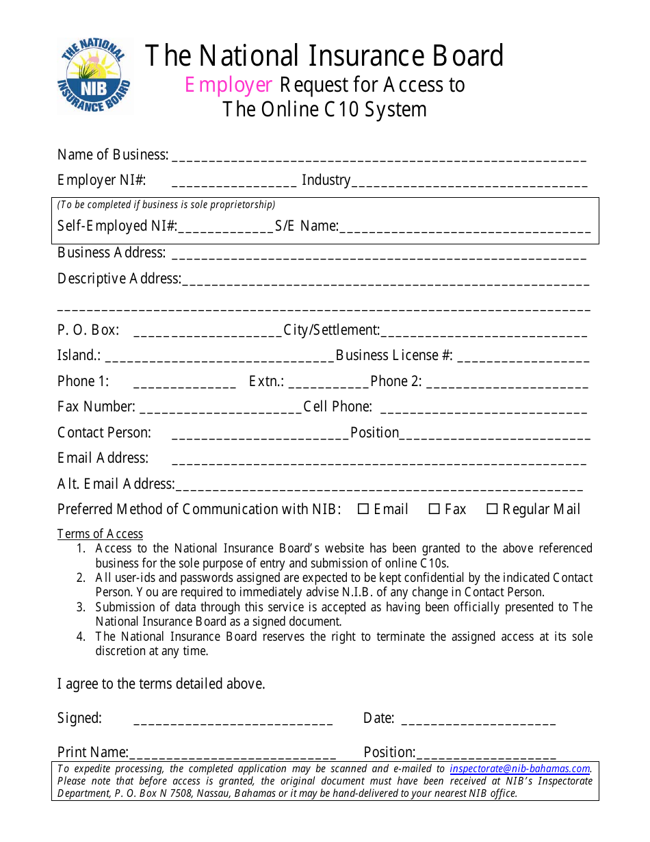 bahamas-employer-request-for-access-to-the-online-c10-system-fill-out