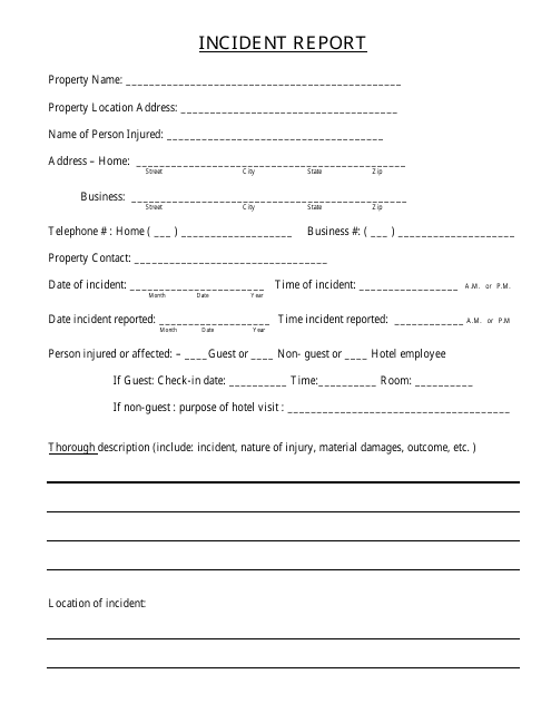 Incident Report Form - Different Points Download Pdf