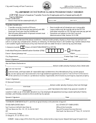 Document preview: Donor's Vacation Transfer Form for Employees With a Catastrophically Ill Family Member - City and County of San Francisco, California