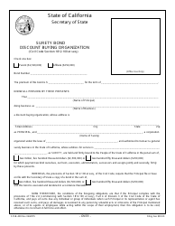 Document preview: Form SFSB-408 Discount Buying Organization Surety Bond ($2,500,000 or $250,000) - California