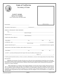 Document preview: Form SFSB-910 Health Studio Surety Bond - California