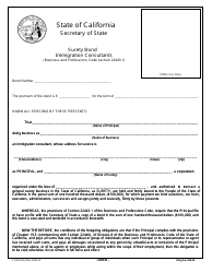 Document preview: Form SFIM-460SB Immigration Consultant Surety Bond ($100,000) - California
