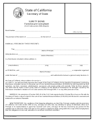 Form SF-FCB-180 Surety Bond Foreclosure Consultant - California