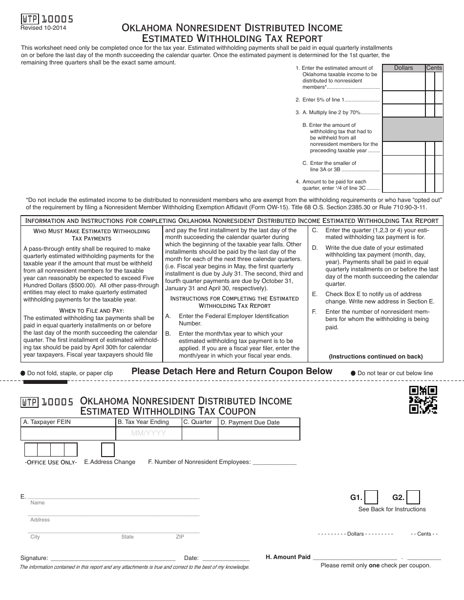 Form WTP10005 Fill Out, Sign Online and Download Fillable PDF