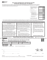 Form WTP10005 Oklahoma Nonresident Distributed Income Estimated Withholding Tax Report - Oklahoma