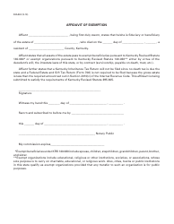 Document preview: Form 92A300 Affidavit of Exemption - Kentucky