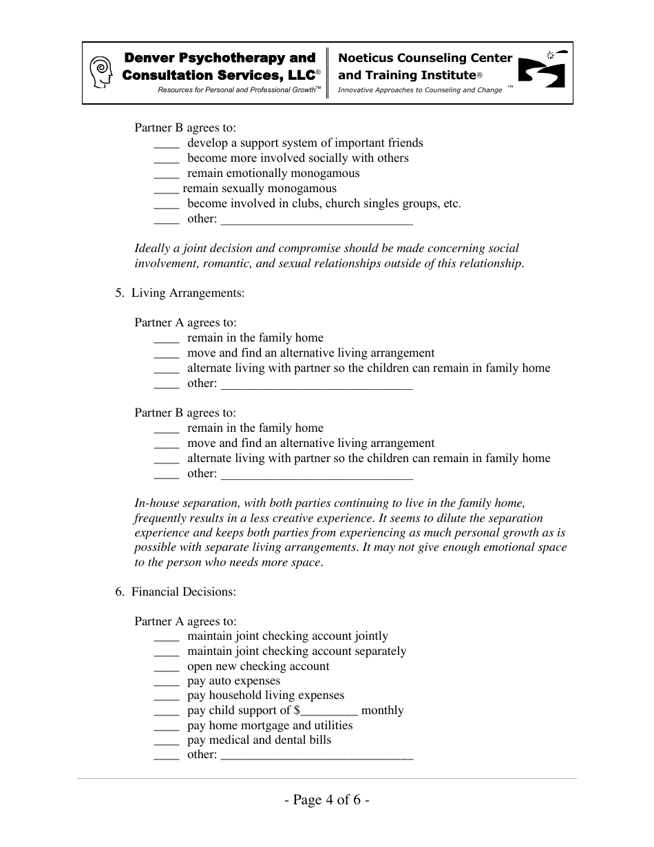 Healing Separation: Agreement Form Denver Psychotherapy and Healing Separation: Agreement Form Denver Psychotherapy and