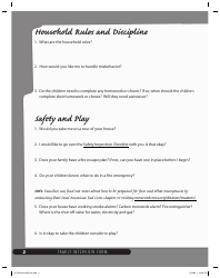 Family Interview Form for Babysitters, Page 2