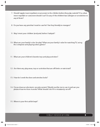 Family Interview Form for Babysitters, Page 3