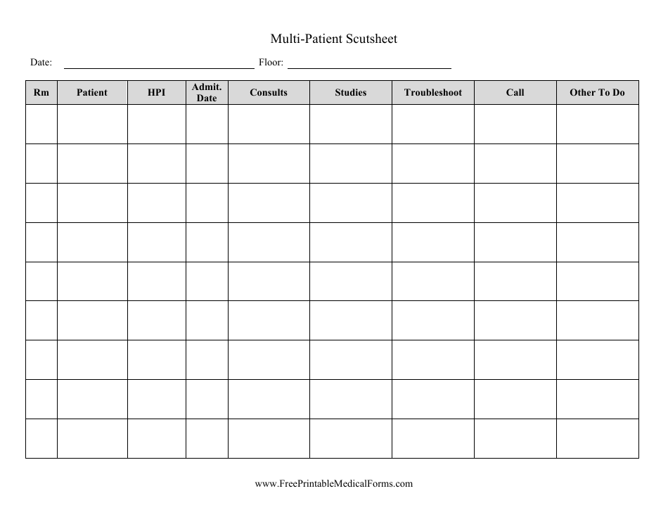 A visually appealing template designed specifically for multi-patient scutsheets.