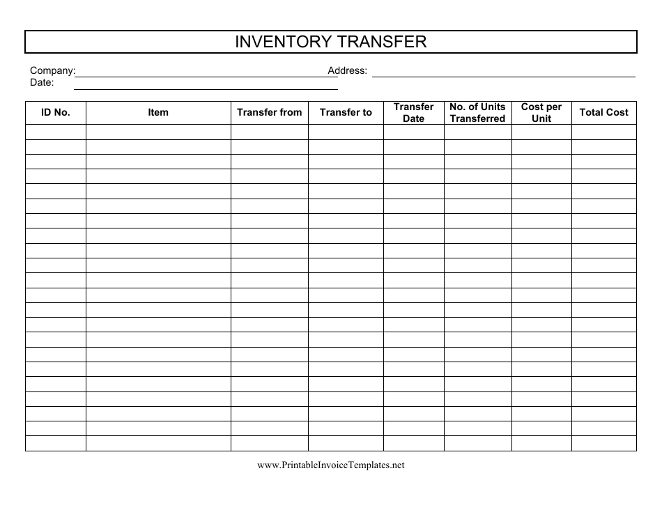 Inventory Transfer Template Download Printable PDF Templateroller