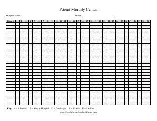 Patient Monthly Census Form Download Printable PDF | Templateroller