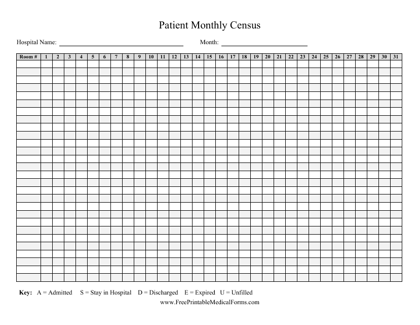 Patient Monthly Census Form Download Pdf