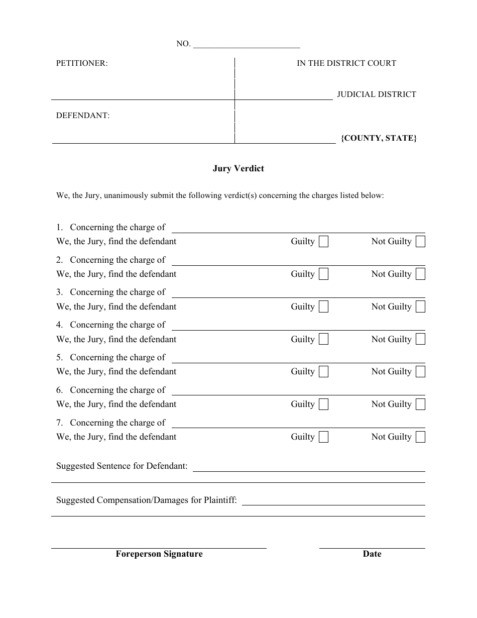 Jury Verdict Form Fill Out Sign Online and Download PDF Templateroller