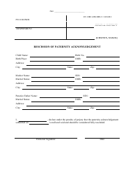 Document preview: Rescission of Paternity Acknowledgement Form