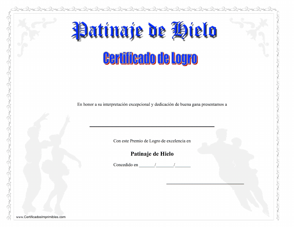 Certificado Do Logro En Patinaje De Hielo (Spanish) - Plantilla suave y moderna para el certificado de logro en patinaje de hielo, con disponibilidad en español.